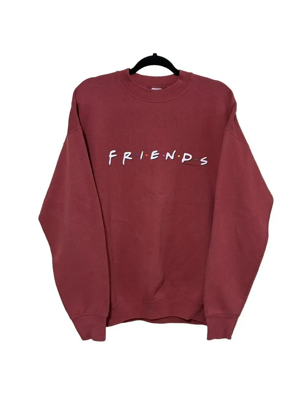 Vintage Friends Sitcom Crew Neck Sweater Unisex L Red 1995 Long Sleeve Pullover